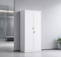 Armoire métallique à 2 portes avec serrure à clé, casier de rangement en métal à un seul niveau pour bureau et dortoir