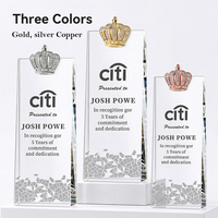 Trophée Couronne Personnalisé de Haute Qualité en Cristal et Métal, Couronne 3D Or Argent Bronze, Logo et Texte Gravés au Laser, Conception Gratuite
