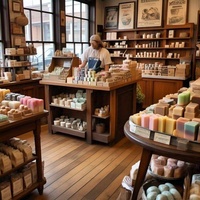 Étagères de présentation en bois personnalisées et présentoirs de table pour les magasins de savons, de cosmétiques et de cadeaux