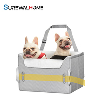 Siège auto pour chien SUREWALHOME avec ceinture de sécurité, siège auto surélevé portable pour chien avec coussin épais, lit de transport doux pour animaux de compagnie pour les voyages