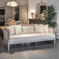 Ensemble de canapés Chesterfield en bois massif blanc, design moderne, rembourrage en tissu éponge.