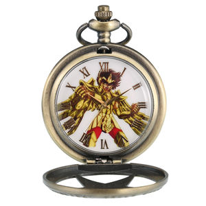 조디악 나이츠 애니메이션 쿼츠 포켓 워치 체인 포함, 빈티지 브론즈 펜던트 목걸이, 코스프레 액세서리 팬을 위한 수집용 선물 - Product Image 6