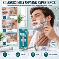 Rasoir de sécurité classique pour hommes à double lame, manche en acier inoxydable, rasage humide du visage et du cou, antirouille, durable, logo personnalisé