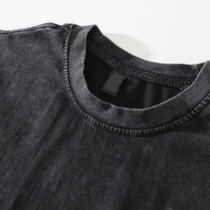 Vente en gros de T-shirt à manches courtes en pur coton surdimensionné à imprimé étoile américaine délavée rétro à motif solide de marque à la mode - Product Image 3