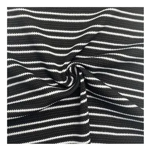 high quality black white knitted polyester spandex stripe swimwear fabric bubble seersucker fabric for sports leggings