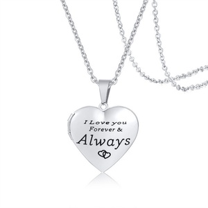 Wholesale Openable Heart Shape Photo <b>Picture</b> Locket <b>Frame</b> Pendant Necklace Necklaces Women's Stainless Steel OEM ODM Link Chain - Product Image 3