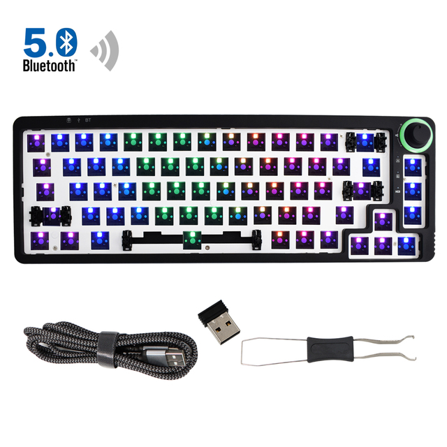 LK67/TM680 Hot Swap Mechanical Keyboard Programmable 3 Mode 3/5 Pins Switches Keyboard DIY Kit with Knob RGB Wireless Keyboard