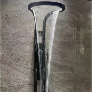 ชุดฝักบัวอัจฉริยะติดผนังแบบกันน้ำ รุ่น Water Droplet Sanitary Ware สีเทาเมทัลลิก หัวฝักบัวขนาดใหญ่ พร้อมหัวฉีดด้านบน สำหรับโรงแรมและห้องน้ำในบ้าน - Product Image 4