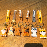 Porte-clés en silicone 3D mignon en forme de chiot, bouledogue français, Corgi, Shiba Inu, chien Teddy, breloque de sac, pendentif animal de dessin animé pour sac à dos, clé de voiture