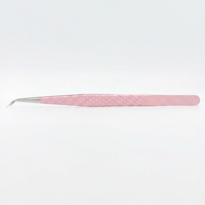 Pince à épiler professionnelle multifonctionnelle de précision en acier inoxydable 14 cm 45 degrés pour cils, avec règle de mesure pour volume, marque privée - Product Image 1