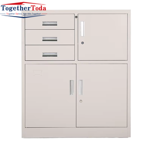 Armoire de classement de bureau en acier à design moderne, mobile, avec plusieurs portes, 3 tiroirs et 4 étagères réglables – Vente en gros usine - Product Image 4