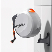 Enrouleur de tuyau d'arrosage rétractable automatique mural au design moderne, rotatif à 180 °, pistolet d'arrosage sélectionnable à verrouillage libre, tuyau en PVC