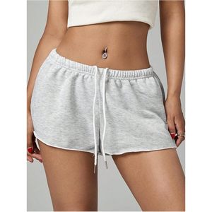 Shorts Deportivos FOXA para Mujer, Cintura Baja, Elásticos, con Cordón Ajustable, Transpirables, de Algodón, Mini Shorts para Verano, para Descansar o Correr - Product Image 4