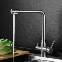 Robinet de cuisine 3-en-1 en acier inoxydable 304, mitigeur purificateur d'eau à poignée unique pour eau potable directe chaude et froide