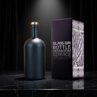 Bouteille en verre noir mat de qualité alimentaire de 500 ml, 750 ml, 1 L, prix d'usine, vente en gros, pour vodka, rhum, whisky, huile d'olive, avec couvercles