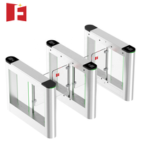Tourniquet à battants avec système de contrôle d'accès RFID, barrière de tourniquet pivotante avec lecteur de carte, anti-tailgating, moteur sans balais