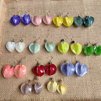 Anting Bunga Lentera Asli Buatan Tangan Anting Daun Kerangka Multi Warna Anting Resin Botani Perhiasan Terinspirasi Alam