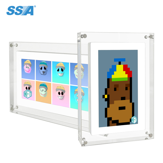 Large Stock 7 Inch NFT Art Acrylic Digital Photo Frame Puicture Display Tik Tok 8GB Storage NFT Transparent Motion Video Frame