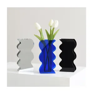 Factory Price Home Decoration Creative Wave Shape Multi-Color Acrylic Vase