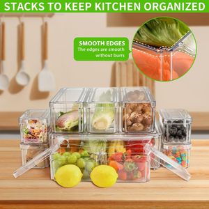 Boîtes organisatrices pour réfrigérateur empilables <span class=keywords><strong>avec</strong></span> couvercles, organisateurs de réfrigérateur transparents et rangement pour aliments, tiroir carré <span class=keywords><strong>avec</strong></span> couvercle - Product Image 3
