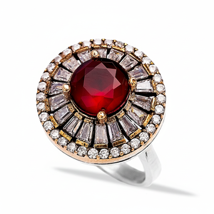 Ottoman Design <b>Garnet</b> Gemstone Wholesale Handcrafted Authentic <b>Silver</b> <b>Ring</b> Trendy Women Fashion <b>Silver</b> Jewelry - Product Image 2