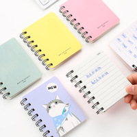 Mini Bloc de notas en espiral con dibujos animados, mini juego de papelería para oficina, A7, venta al por mayor