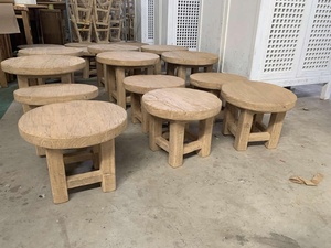 Tavolino rotondo in legno di olmo riciclato da soggiorno di lusso in stile <span class=keywords><strong>vintage</strong></span> cinese tavolino da salotto naturale antico ad incastro - Product Image 3