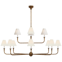 Lustre à anneaux en laiton à deux niveaux de style médiéval américain avec bougies Grand éclairage de plafond circulaire pour le salon et le foyer