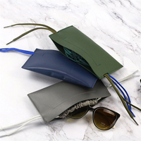 Étui pour lunettes de soleil en cuir PU à double couche avec cordon de serrage Accessoires pour sacs à lunettes portables