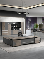Bureaux de direction en bois en forme de L Bureau de PDG moderne Patron Table de bureau luxueuse
