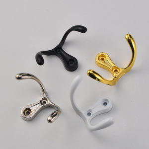 Wall Mounted Double Hooks Zinc Alloy Coat Hangers Black <b>Silver</b> Gold White Door Wall Hook For Clothing Storage - Product Image 1
