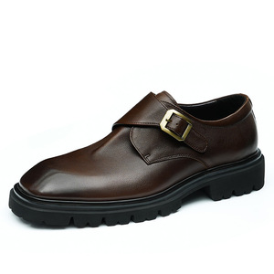 Chaussures habillées décontractées pour hommes en cuir véritable de haute qualité, style britannique, à bout large, avec semelle antidérapante et fonction de massage - Product Image 1
