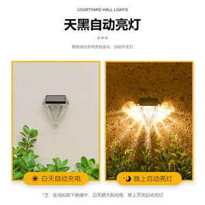 Lampe solaire murale en cristal de diamant Xinyao Electric Appliances, lumière chaude, pour extérieur, jardin, patio - Product Image 4