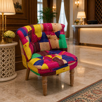 Großhandel Massivholz-Akzentstuhl Kantha Patchwork Sessel Handgefertigtes Boho Einzelsofa Natürliche Holzbeine Zertifiziert OEM