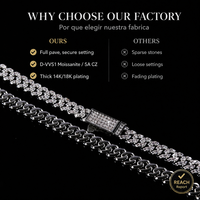 Chaîne cubaine plaquée or 14 carats, entièrement sertie de zircone cubique, longueur personnalisée, collier hip-hop en zircon