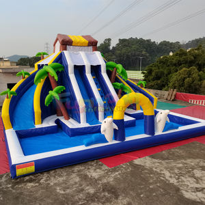 Tobogán Acuático Inflable de Doble Carril con Diseño de Delfín, de Grado Comercial, para Niños, con Piscina, para Fiestas al Aire Libre - Product Image 1