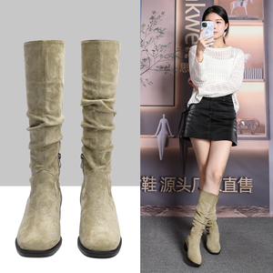<span class=keywords><strong>Botas</strong></span> <span class=keywords><strong>largas</strong></span> de tacón bajo negras <span class=keywords><strong>Beige</strong></span> de 3,5 cm <span class=keywords><strong>Botas</strong></span> altas cómodas y suaves para mujer <span class=keywords><strong>Botas</strong></span> <span class=keywords><strong>largas</strong></span> de gamuza cálidas para primavera y otoño - Product Image 6