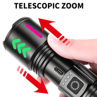 Lampe torche LED 30W en alliage d'aluminium, 1000m, rechargeable par USB Type-C, batterie externe, étanche IP44, lampe torche tactique lumineuse pour le camping