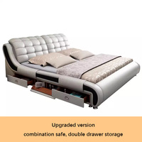 Meubles de chambre à coucher de luxe modernes Lit double king-size avec rangement Fabricant chinois Revêtement en cuir Cadre en bois Garantie de 3 ans