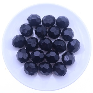 Rentay AFB003 16mm <strong>Black</strong> <strong>Round</strong> 32 Faceted Acrylic <strong>Beads</strong> for Kids Necklace Making - Product Image 1