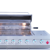 Gril à gaz en acier inoxydable à 6 brûleurs de haute qualité Cuisine extérieure de luxe avec réfrigérateur, armoire et évier