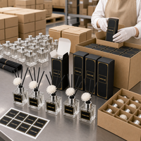 Diffuseur de parfum en verre personnalisé avec bâtonnets et huile, sans plomb, capacité 50 ml, pour la maison