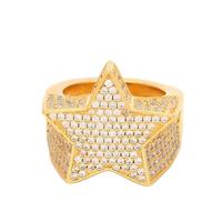 Großhandel Mode Vergoldete Mikro-Pavé Zirkonia Sternförmige Bandringe Hip-Hop Bling Iced Out Ringe für Männer Frauen Geschenk