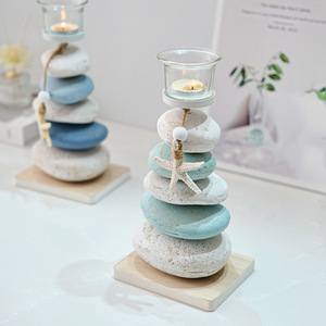 Stone Candle Holder Stack With Starfish Decor For Home Tabletop Decoration - Product Image 3