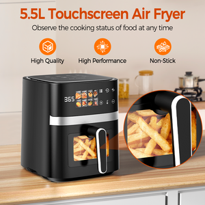 Freidora de Aire Digital Inteligente de Acero Inoxidable de 5.5L con Pantalla LCD LED, Cocina Eléctrica sin Aceite, Ventana de Observación y Protección contra Sobrecalentamiento - Product Image 2