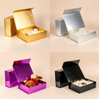Boîte Cadeau Livre Cuir Vegan Brillant Magnétique Pliable Emballage Luxe Personnalisé pour Cosmétiques Bijoux