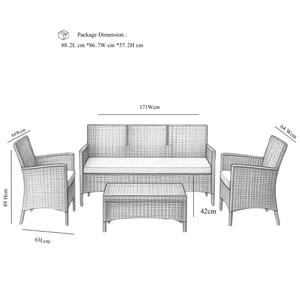 Muebles de Patio Modernos y Duraderos, Juego de 4 Piezas de Mimbre y Ratán para Exteriores con Cojines Extraíbles para Jardín y Patio Trasero - Product Image 2