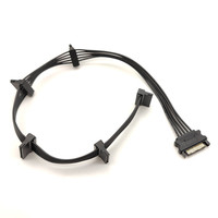 Câble séparateur de connecteur d'alimentation SATA 15 broches mâle vers 5 SATA 15 broches femelle, couleur noire, pour disque dur