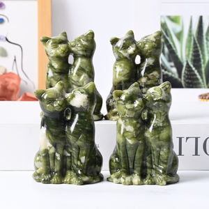 <span class=keywords><strong>Statue</strong></span> de chat sculptée en <span class=keywords><strong>jade</strong></span> Xiuyu sculptée à la main chat en pierre de guérison en cristal pour la décoration - Product Image 4