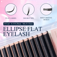 DANIKE Double Conseils Ellipse Cils Plats 0.15/0.20 C D Curl Cils Plats Classiques Salon Professionnel Utilisation Cils Individuels Plateau